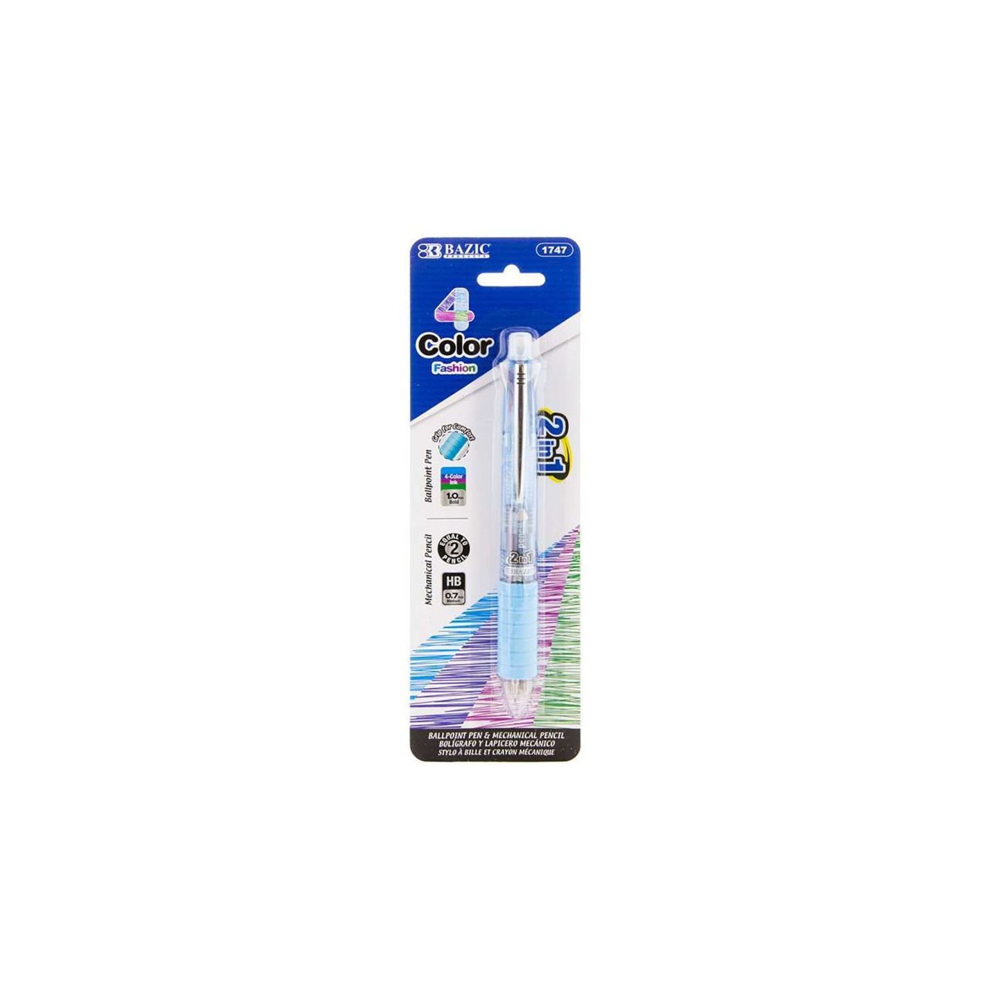 BAZIC Products® 2-In-1 Mechanical Pencil & 4-Fashion Color Pen with Grip