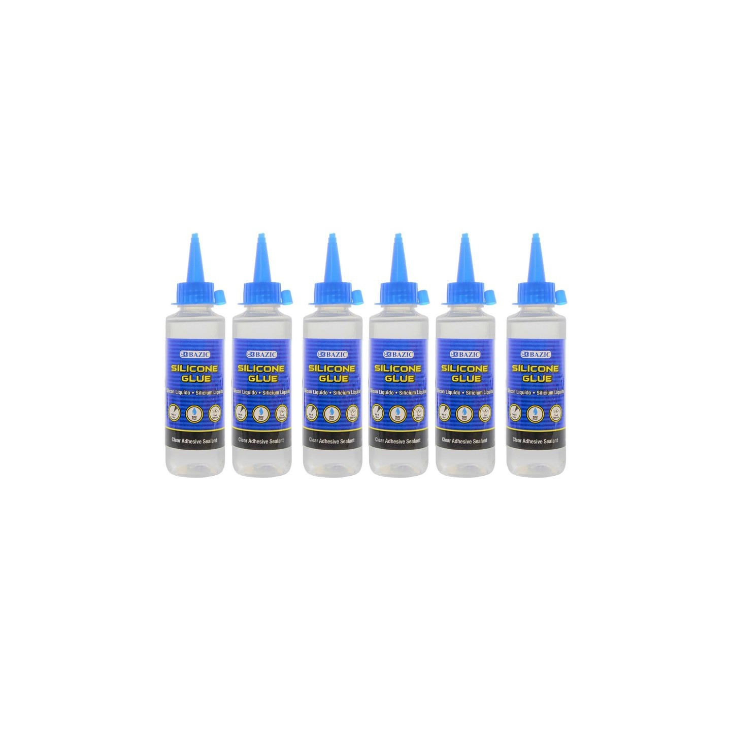 BAZIC Products® Silicone Glue, 3.38 fl oz (100 mL), Pack of 6