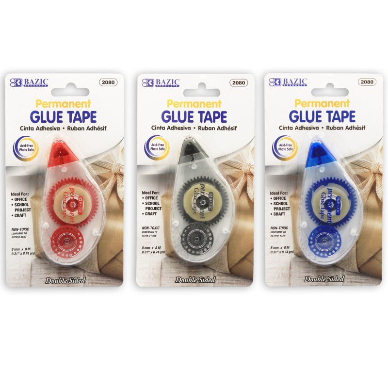 BAZIC Products® Permanent Glue Tape, 8mm x 8m, Single