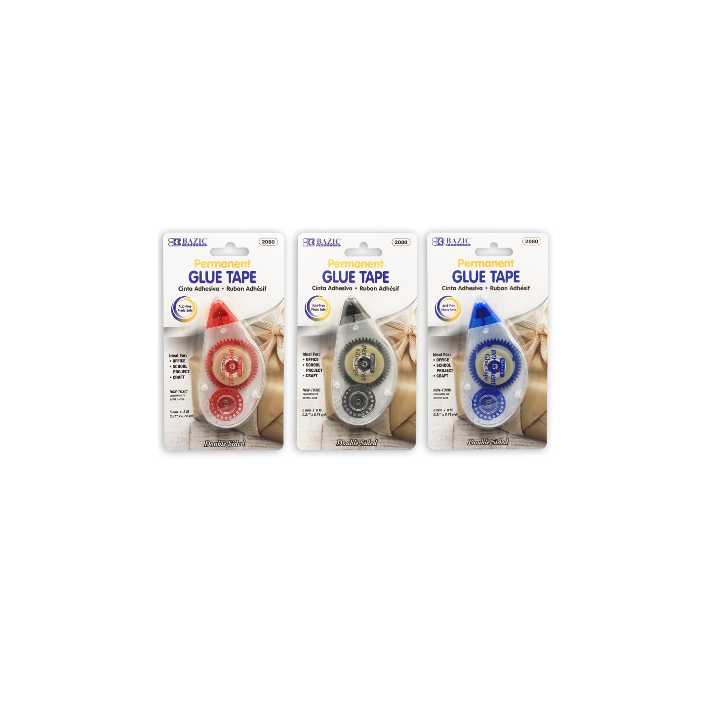 BAZIC Products® Permanent Glue Tape, 8mm x 8m, Single