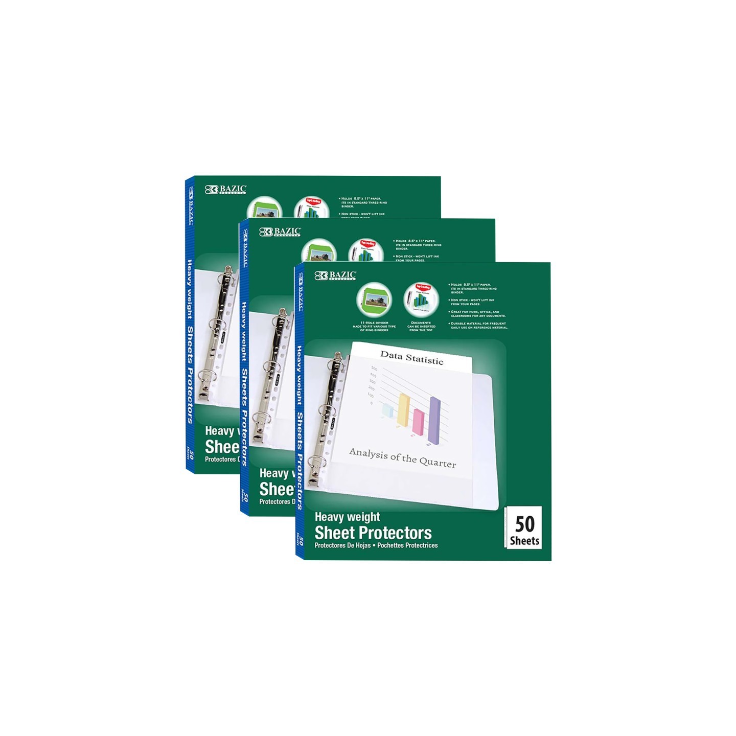 BAZIC Products® Heavy Weight Top Loading Sheet Protectors, 50 Per Box, 3 Boxes