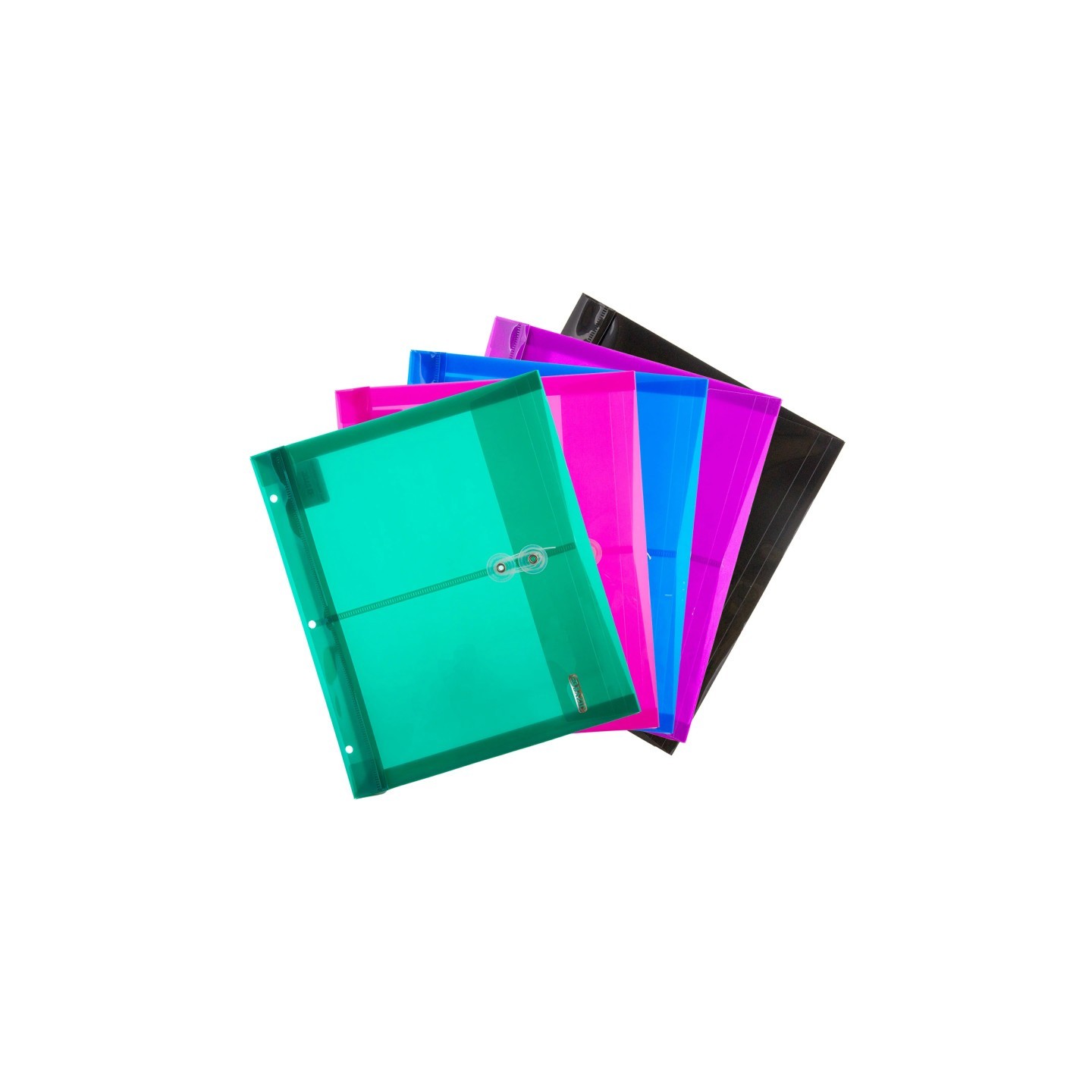 BAZIC Products® Poly Project Envelopes, 11-1/2" x 9-3/4", 200 Sheet Capacity, Assorted Colors, Pack of 5