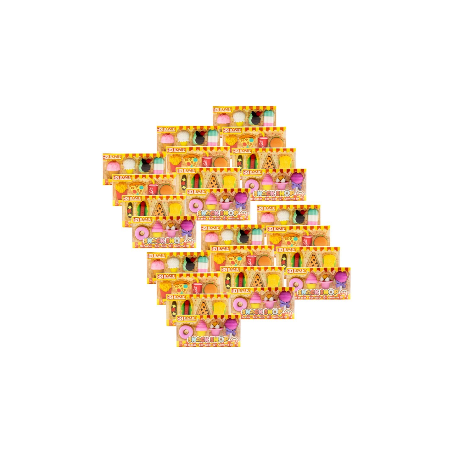 BAZIC Products® Snack Shop 3D Eraser Sets, 4 Per Set, 24 Sets