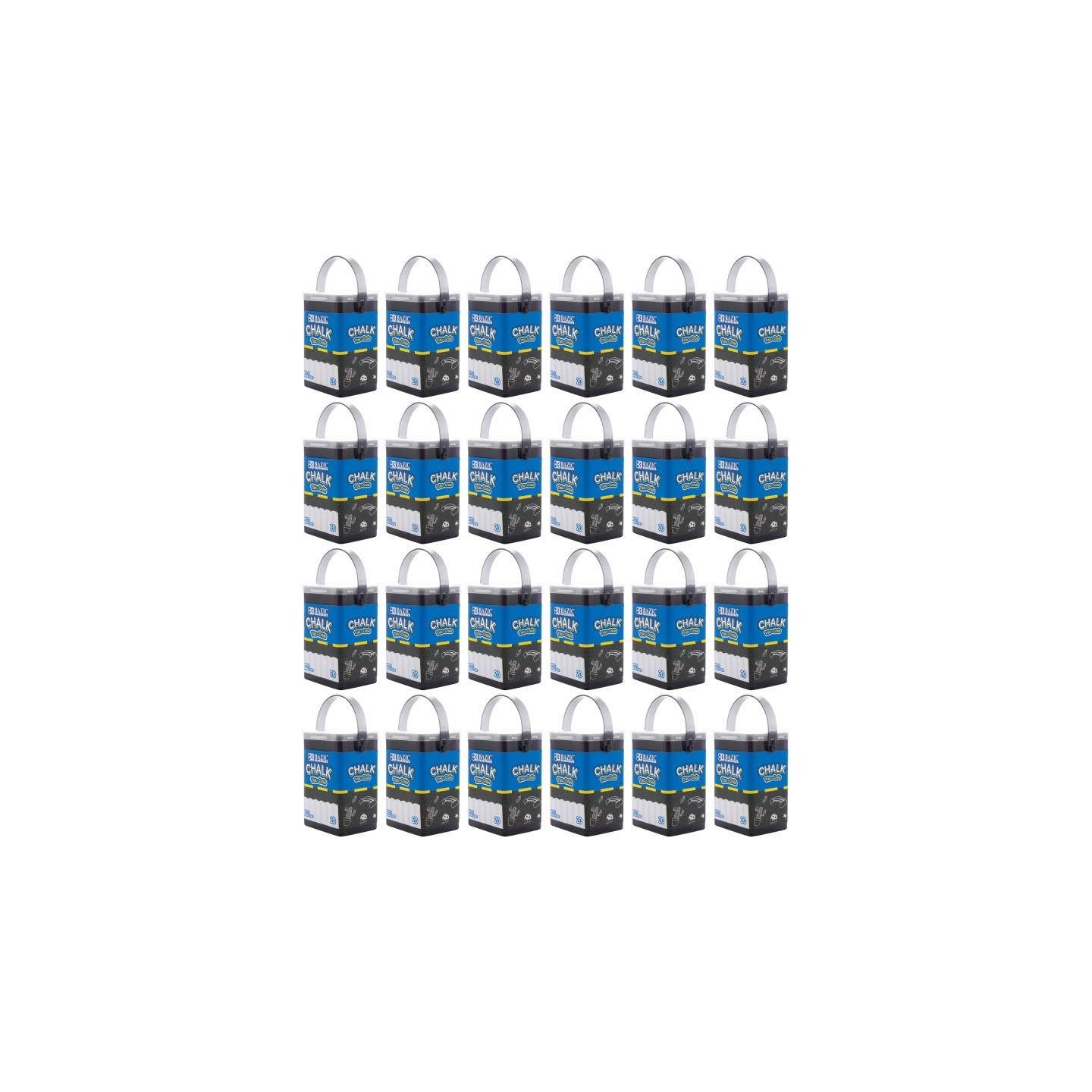 BAZIC Products® White Chalk, 20 Per Bucket, 24 Buckets