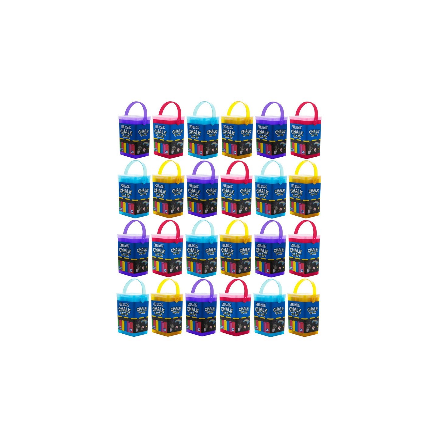 BAZIC Products® Color Chalk, 20 Per Bucket, 24 Buckets