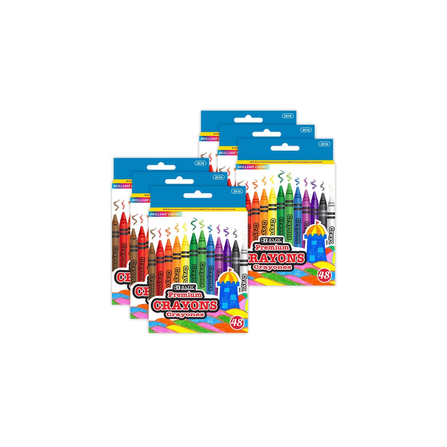 BAZIC Products® Premium Crayons, 48 Per Pack, 6 Packs