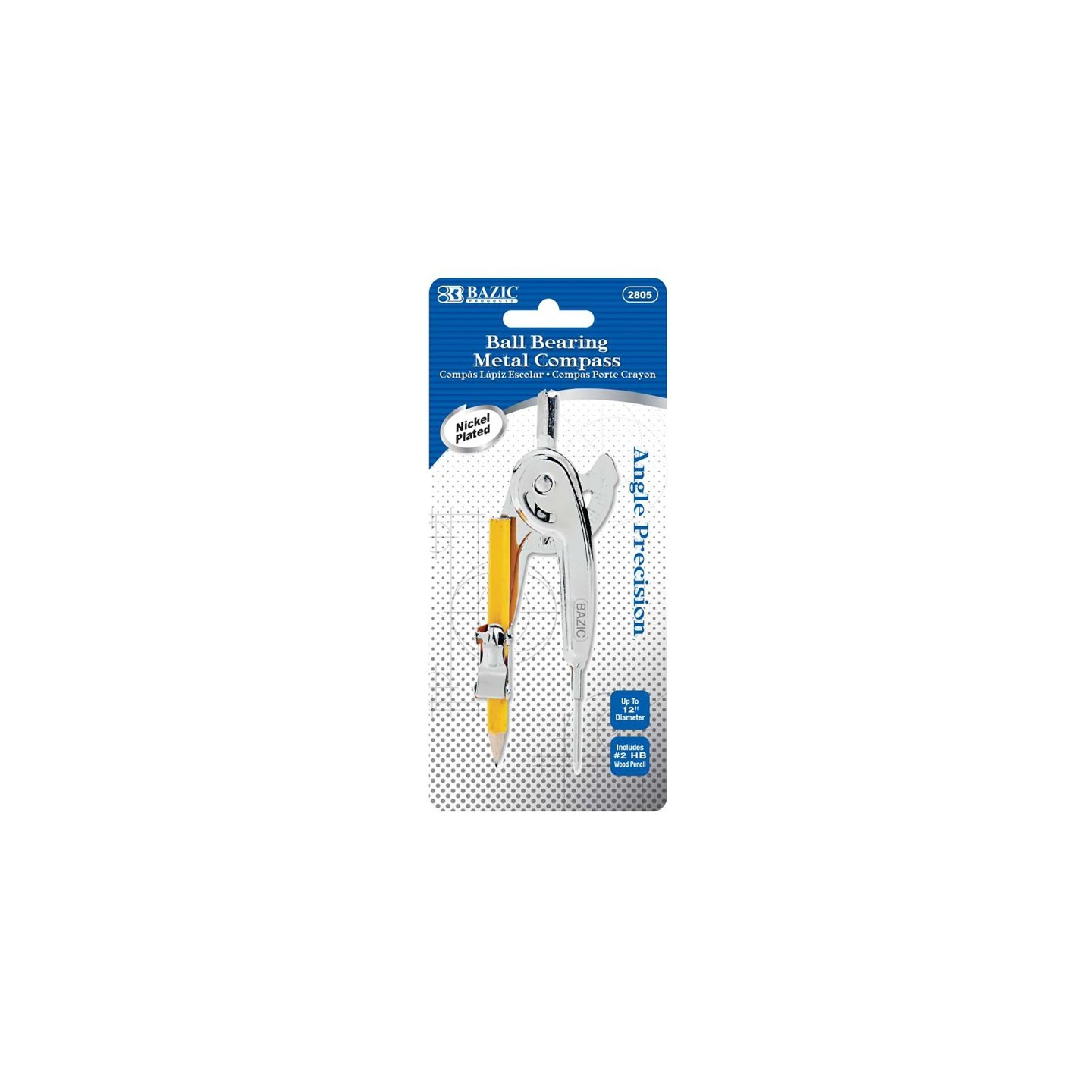 BAZIC Products® Metal Ball Bearing Compass with #2 Wood Pencil