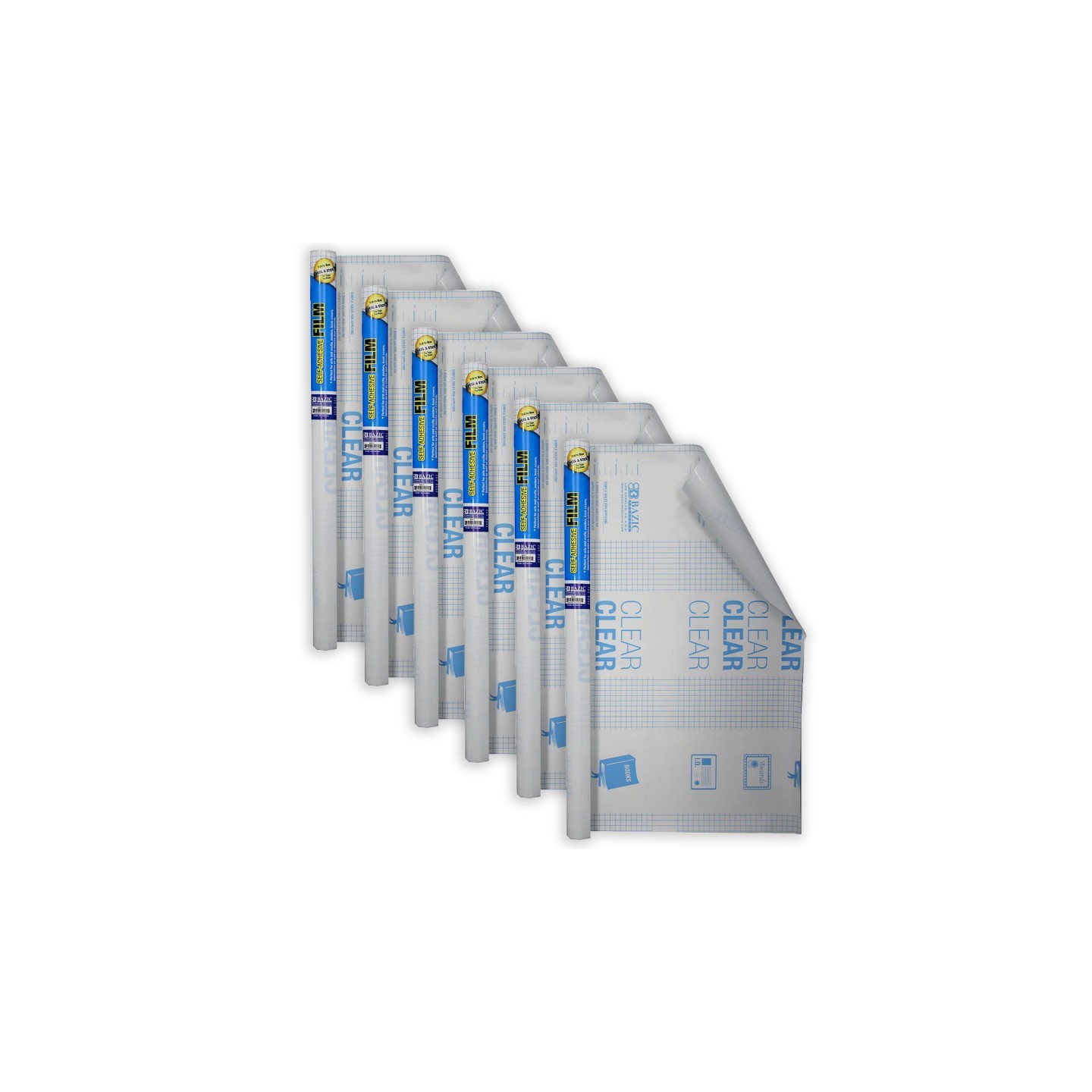 BAZIC Products® Clear Self Adhesive Book Cover, 17.5" x 60", Pack of 6