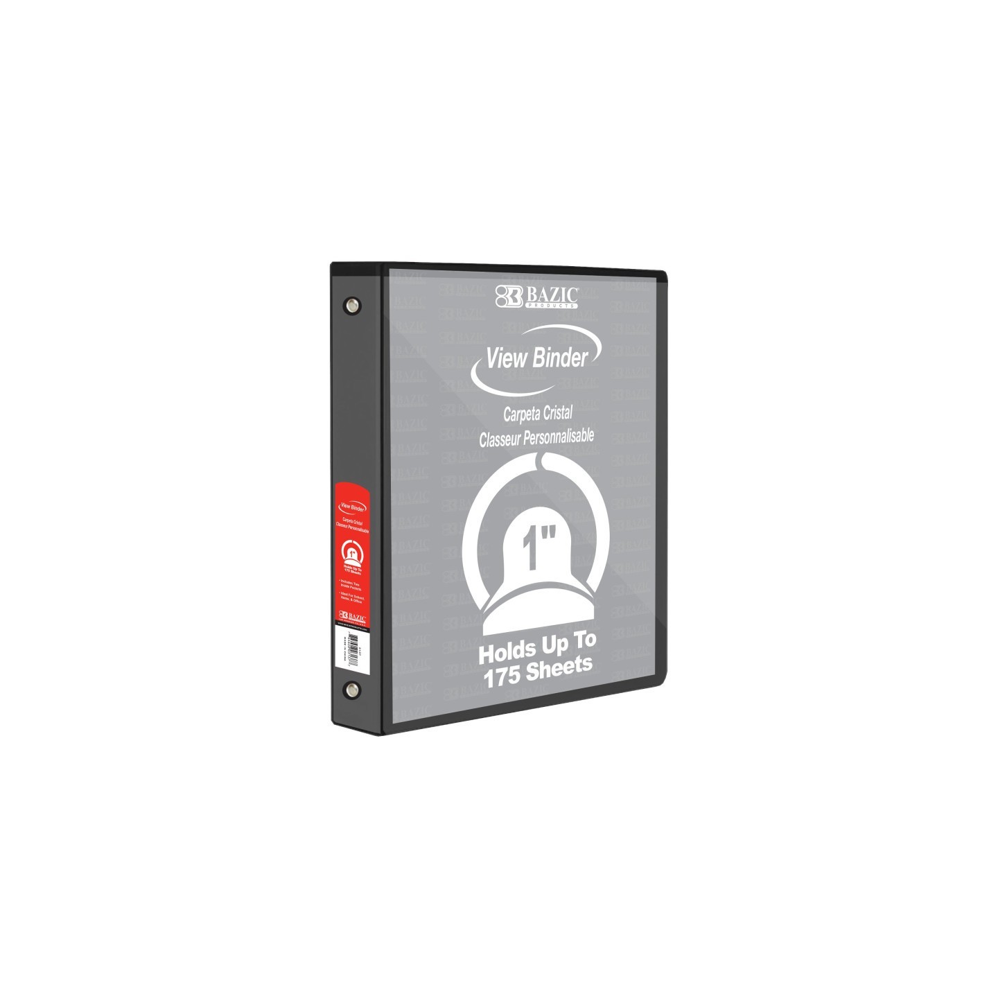 BAZIC Products® 3-Ring View Binder with 2 Pockets, 1", Black