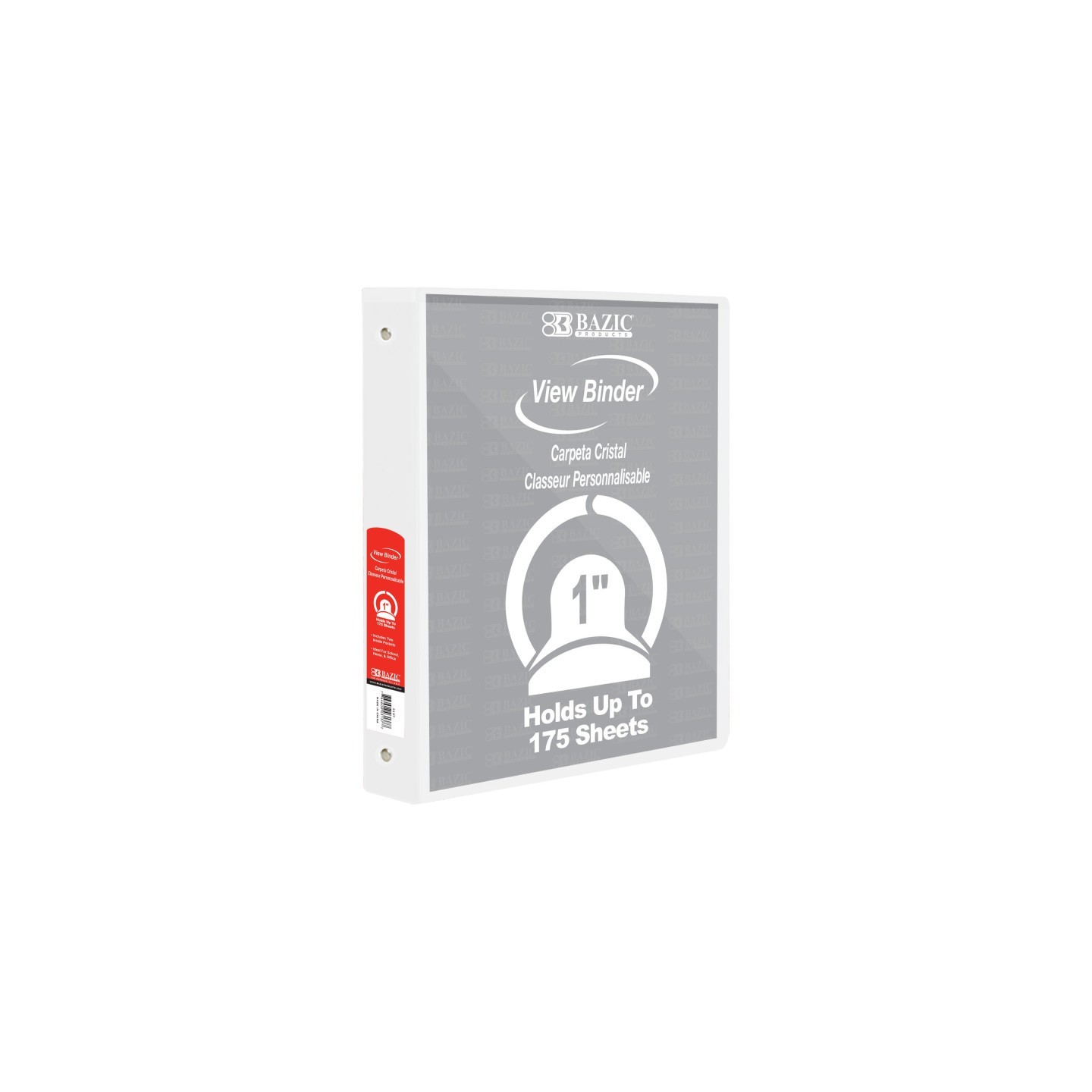 BAZIC Products® 3-Ring View Binder with 2 Pockets, 1", White
