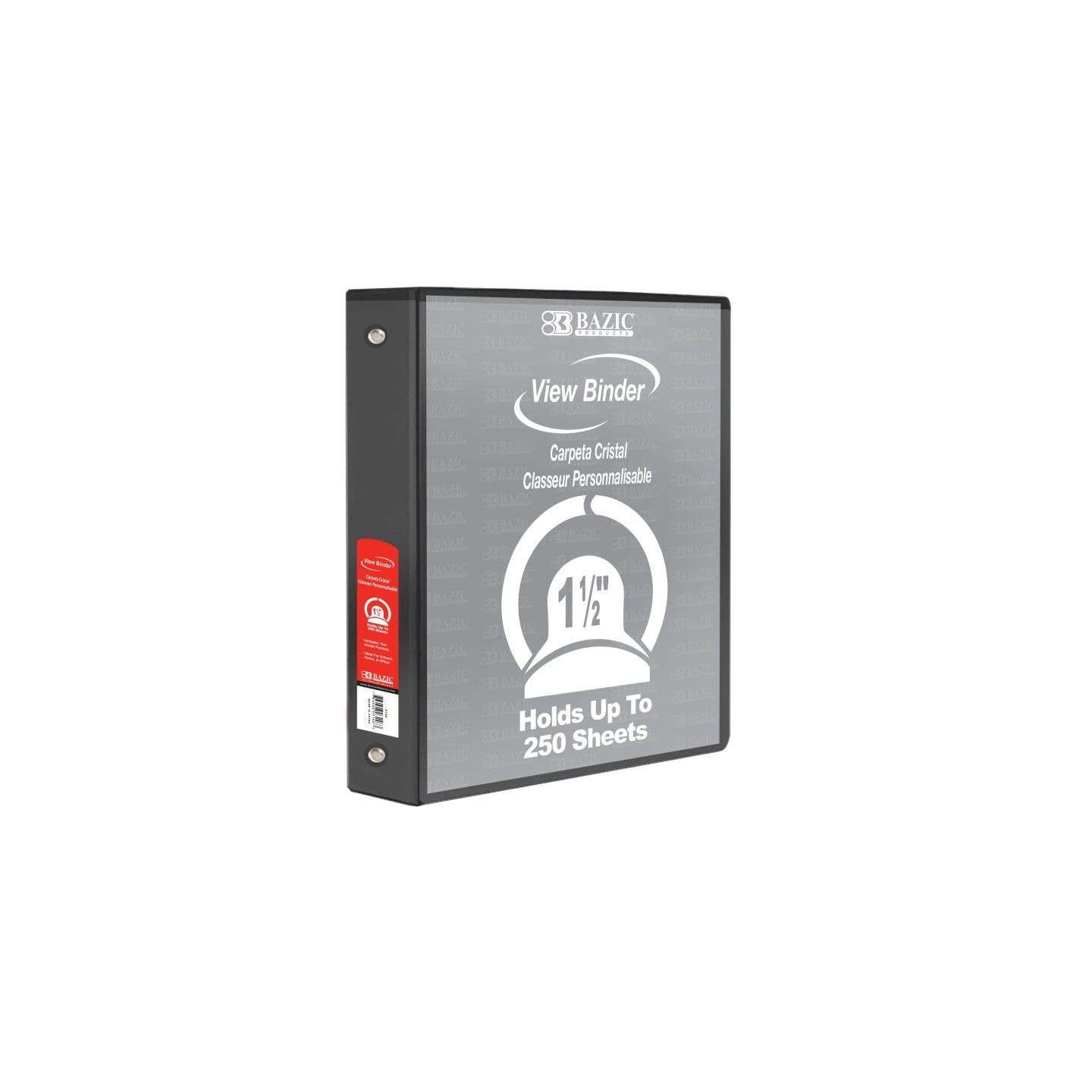 BAZIC Products® 3-Ring View Binder with 2 Pockets, 1.5", Black