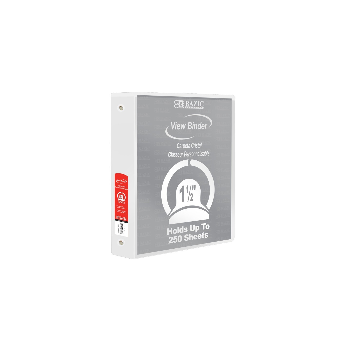 BAZIC Products® 3-Ring View Binder with 2 Pockets, 1.5", White