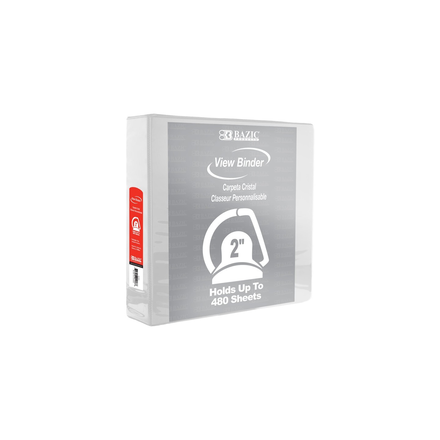 BAZIC Products® Slant D Ring View Binder with 2 Pockets, 2", White