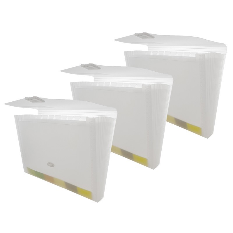 BAZIC Products® Translucent 13-Pocket Letter Size Poly Expanding File, Pack of 3