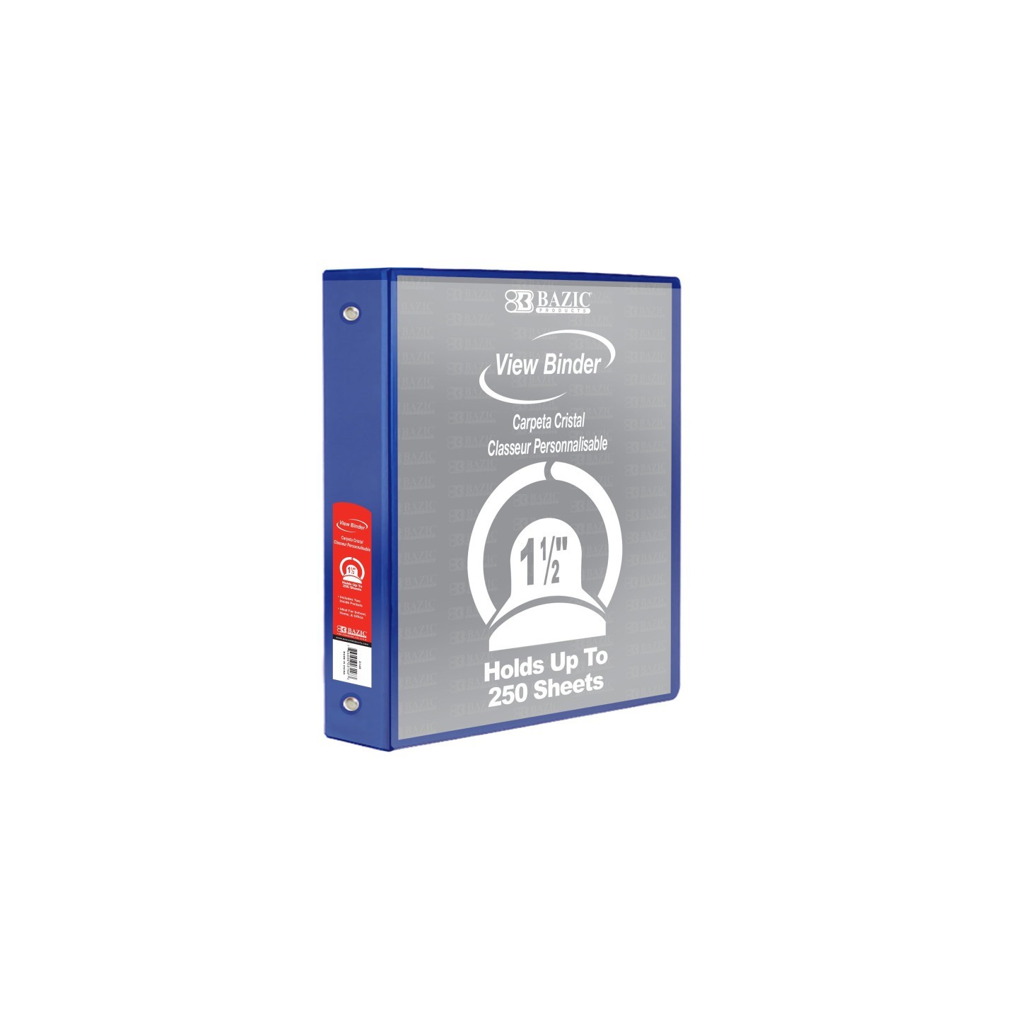 BAZIC Products® 3-Ring View Binder with 2 Pockets, 1.5", Blue