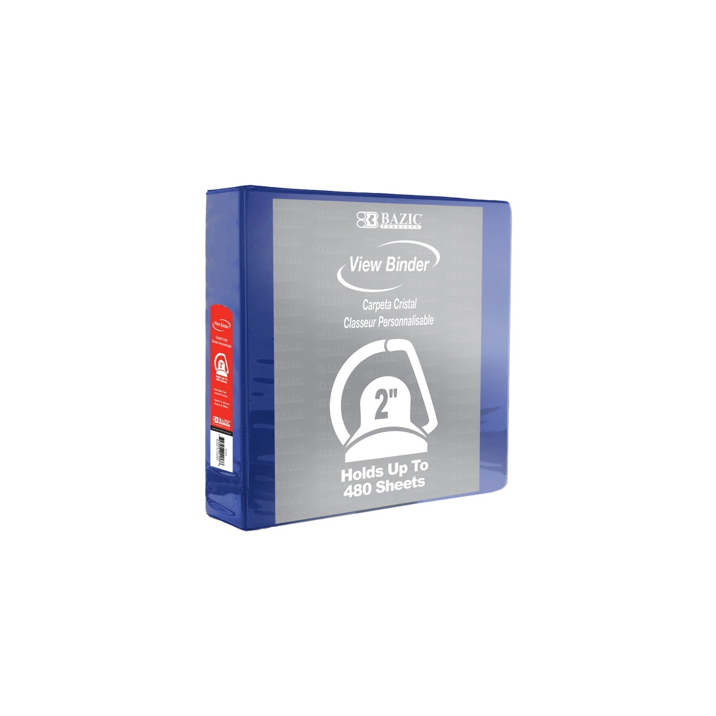 BAZIC Products® Slant D Ring View Binder with 2 Pockets, 2", Blue