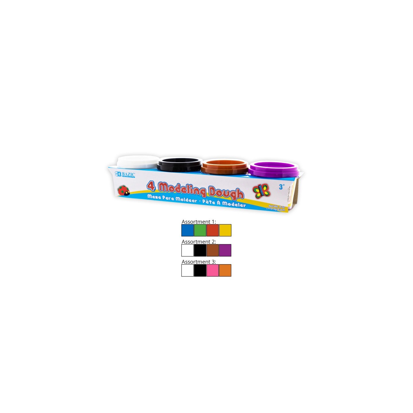 BAZIC Products® Primary Color Modeling Dough, 4 oz, Pack of 4
