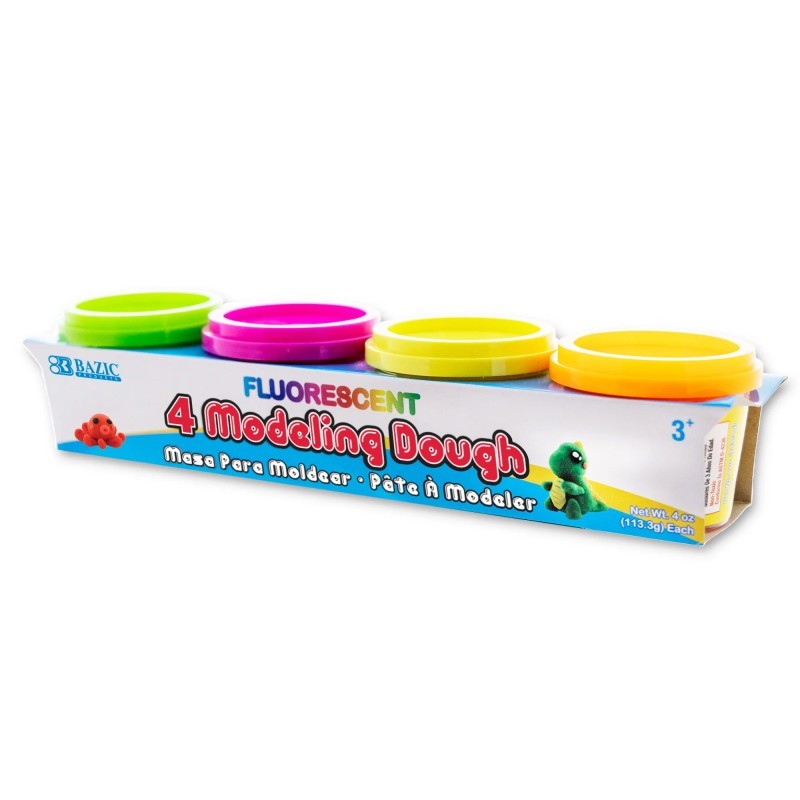 BAZIC Products® Fluorescent Color Modeling Dough, 4 oz, Pack of 4