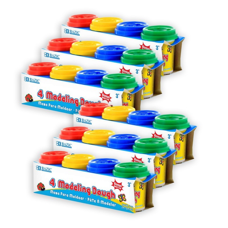 BAZIC Products® Modeling Dough, 2 oz. Multi Color, 4 Per Pack, 6 Packs