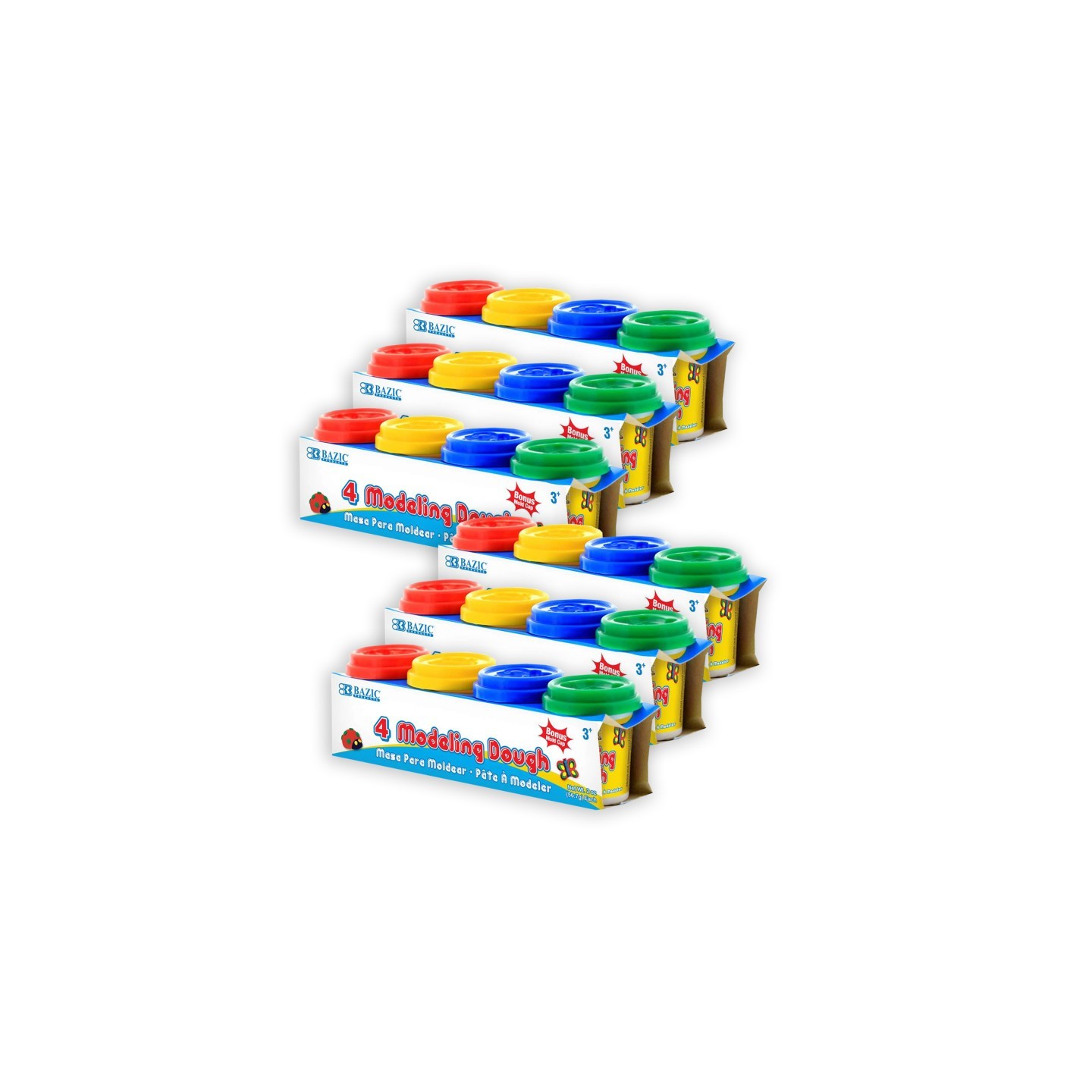 BAZIC Products® Modeling Dough, 2 oz. Multi Color, 4 Per Pack, 6 Packs