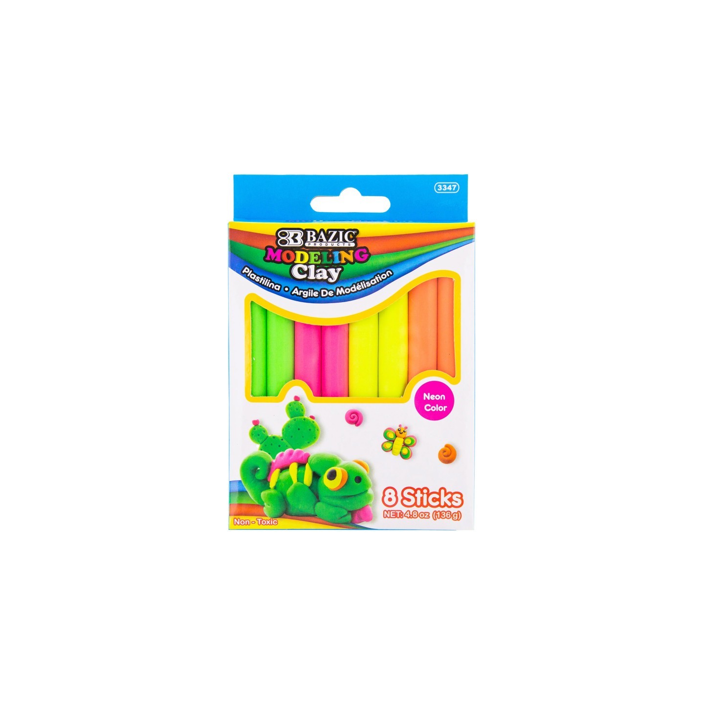 BAZIC Products® Modeling Clay Sticks, 4.8 oz (136g), 4 Fluorescent Colors