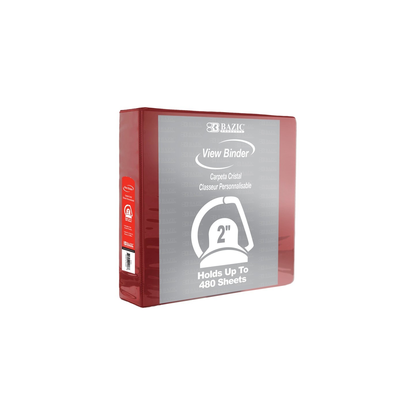 BAZIC Products® Slant D Ring View Binder with 2 Pockets, 2", Burgundy