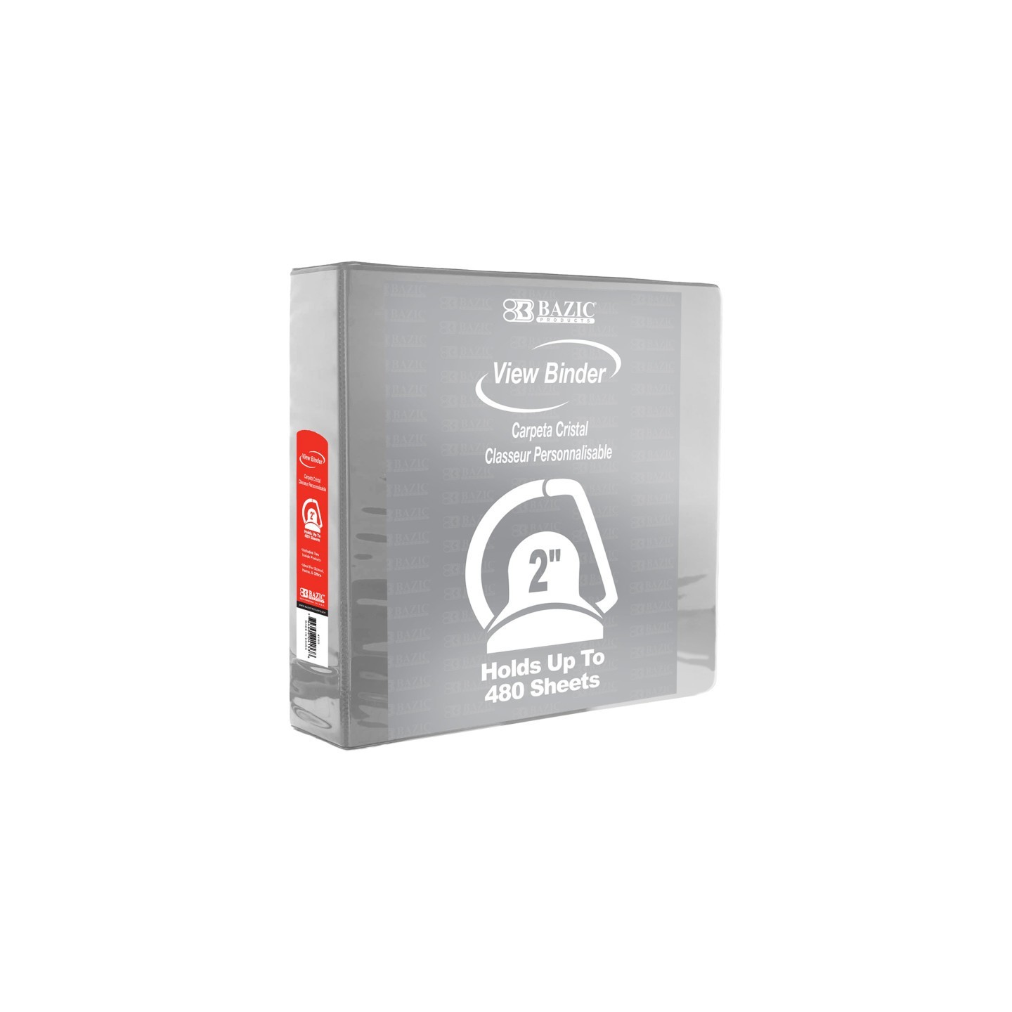 BAZIC Products® Slant D Ring View Binder with 2 Pockets, 2", Gray