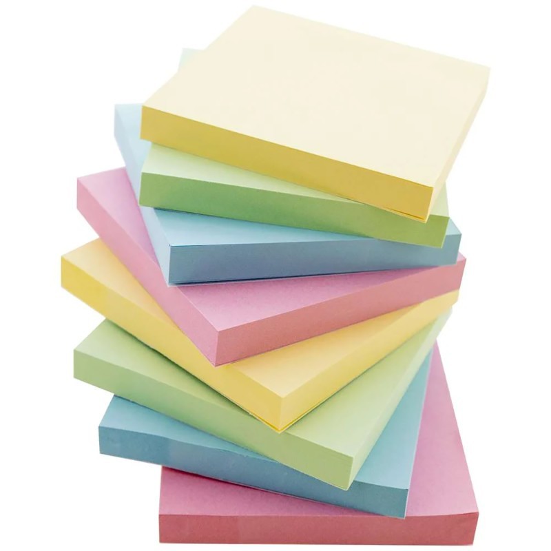 BAZIC Products® Stick On Notes, 3" x 3", Assorted, 100 Sheets, Pack of 12