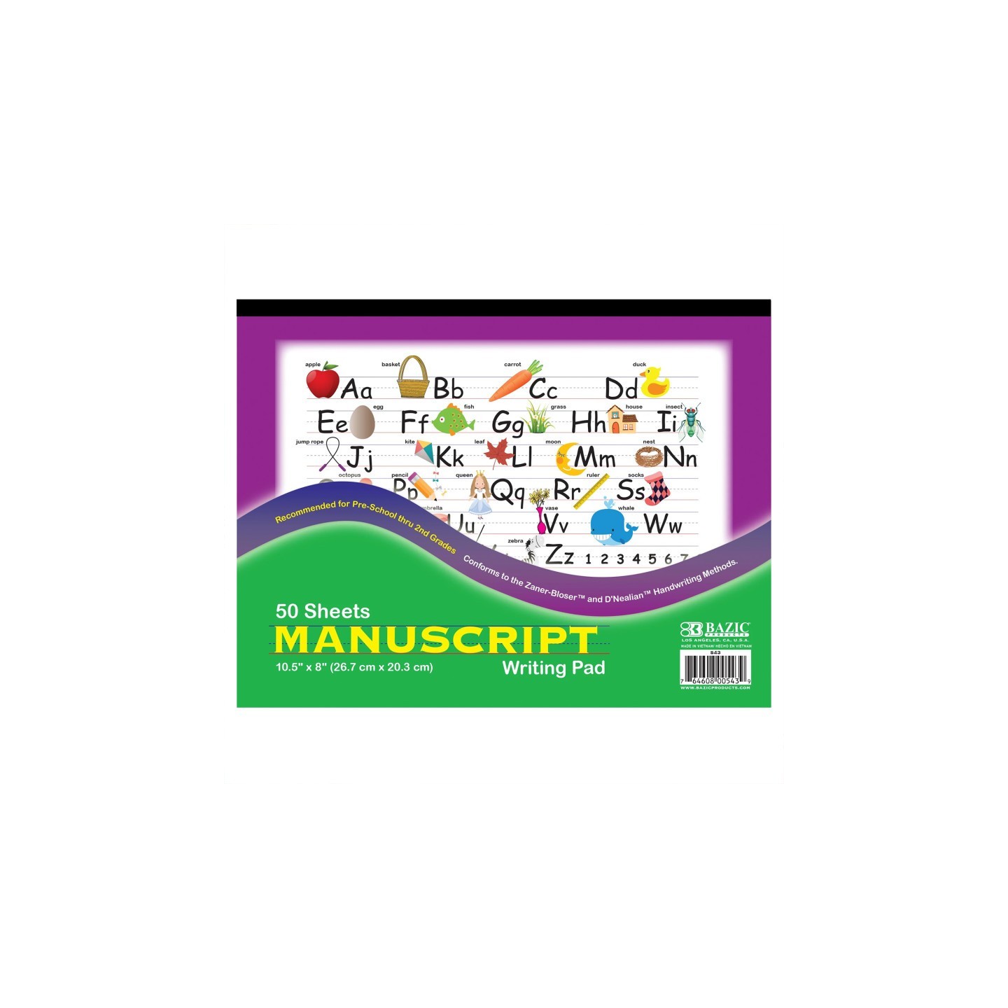 BAZIC Products® Manuscript Writing Pad, 10.5" x 8", 50 Sheets