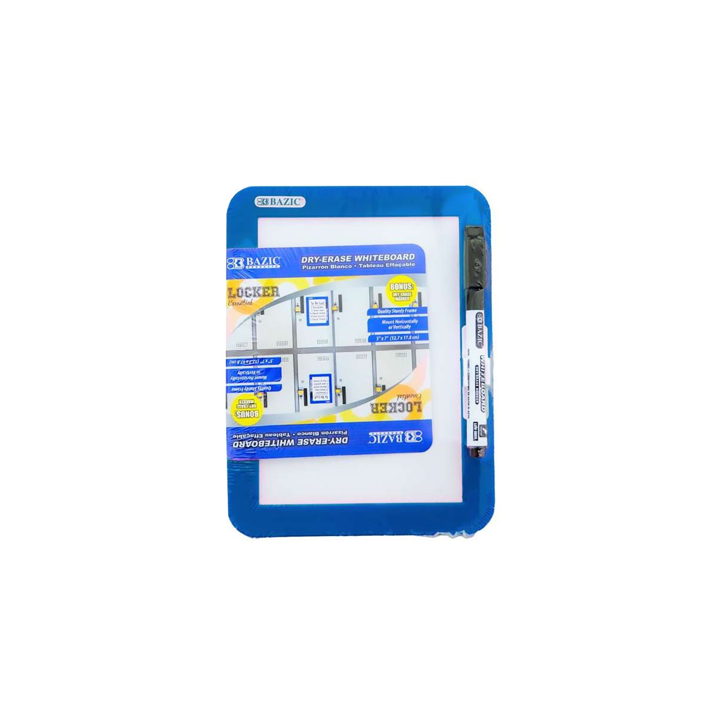 BAZIC Products® Magnetic Locker Dry Erase Board with Marker, 5" x 7", Assorted