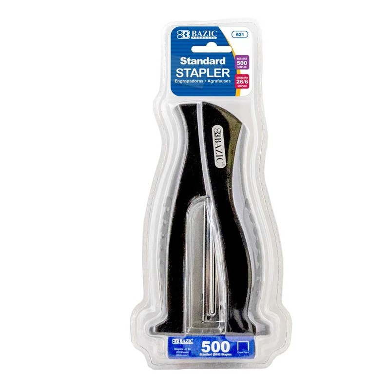 BAZIC Products® Stand-Up Standard (26/6) Full Strip Stapler with 500 Staples