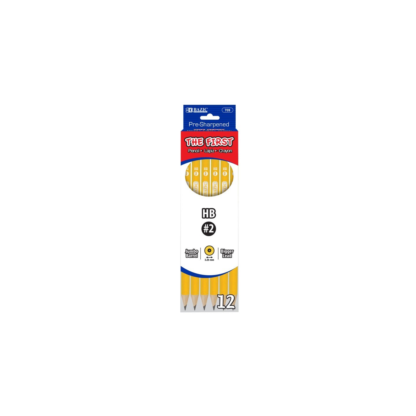 BAZIC Products® #2 The First Jumbo Premium Yellow Pencil, Pack of 12