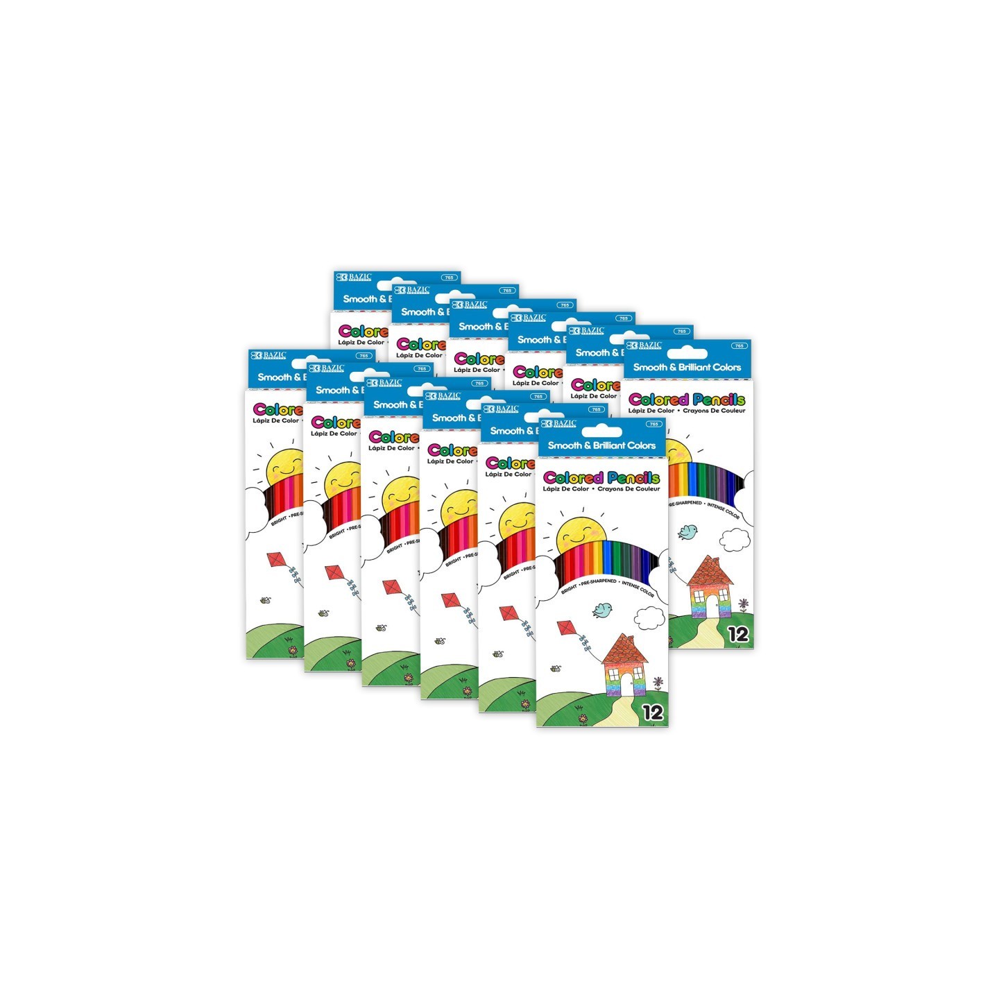 BAZIC Products® Colored Pencils, 12 Per Pack, 12 Packs