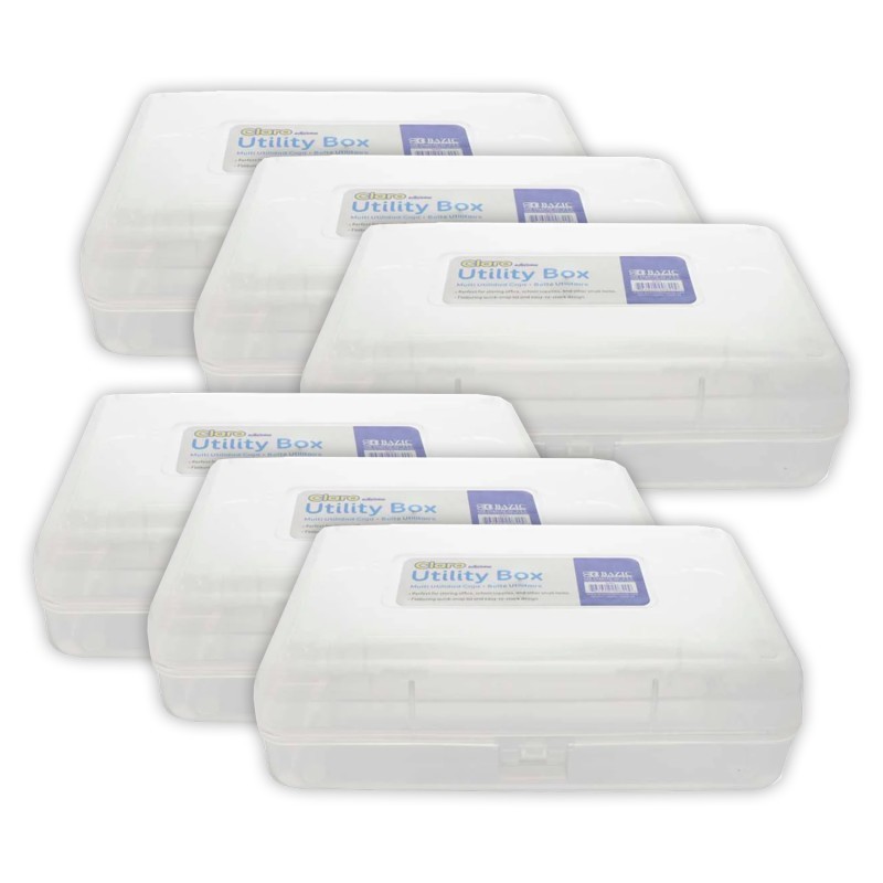 BAZIC Products® Clear Multipurpose Utility Box, Pack of 6