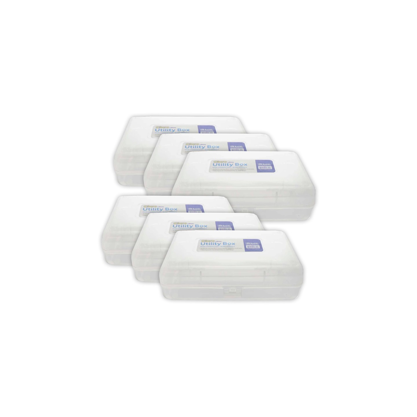 BAZIC Products® Clear Multipurpose Utility Box, Pack of 6