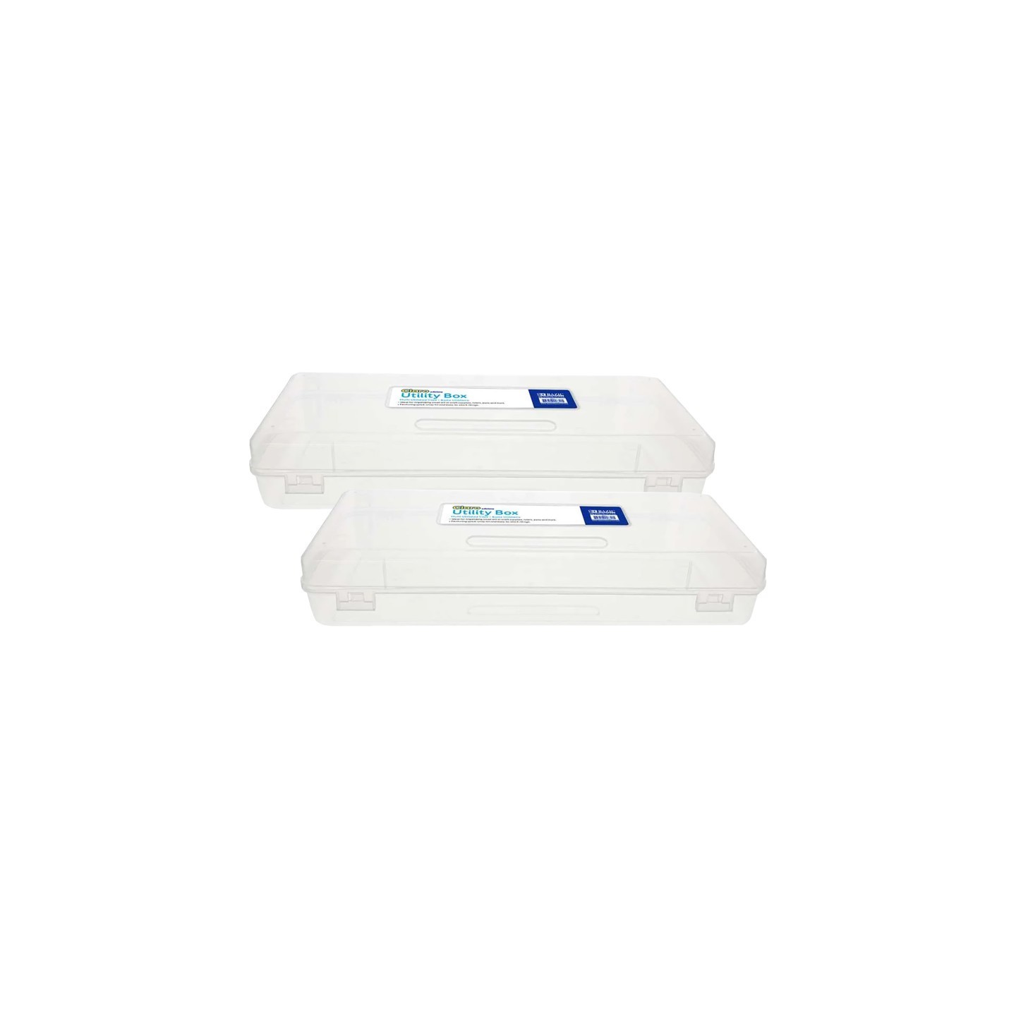 BAZIC Products® Multipurpose Ruler-Length Utility Box, Clear, Pack of 2