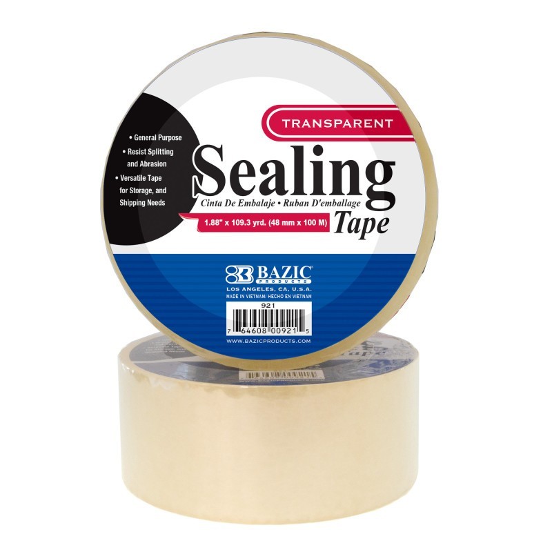 BAZIC Products® Clear Packaging Tape, 1.88" x 109.3 Yards, 1 Roll