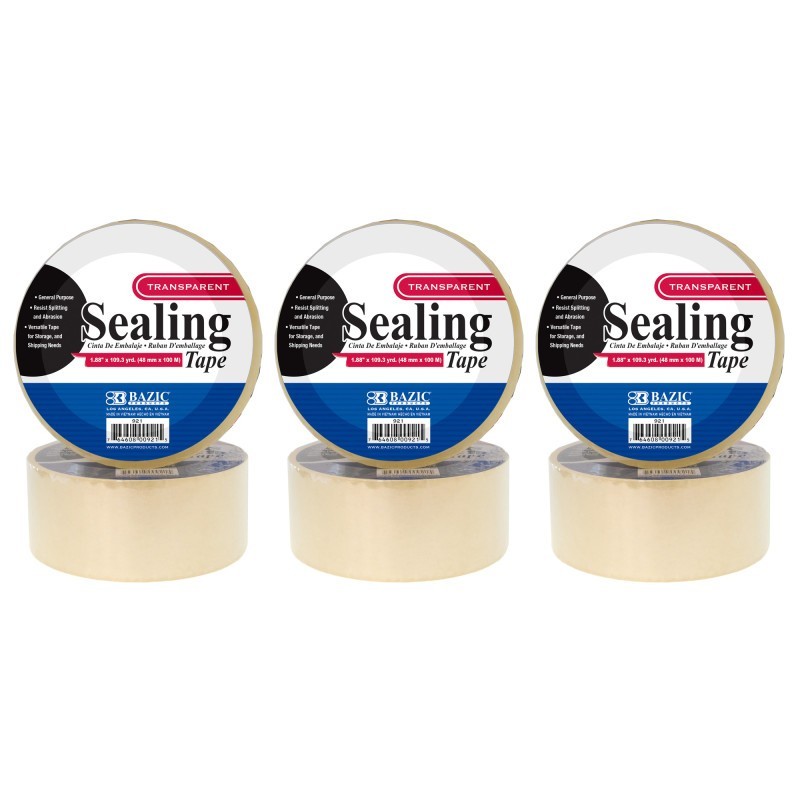 BAZIC Products® Clear Packaging Tape Roll, 1.88" x 109.3 Yards, Pack of 6