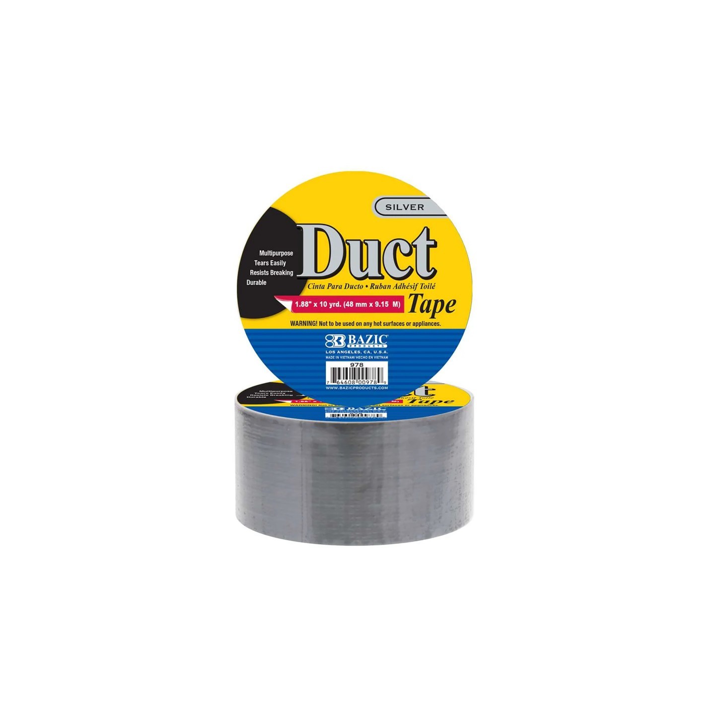 BAZIC Products® Silver Duct Tape, 1.88in x 10yd
