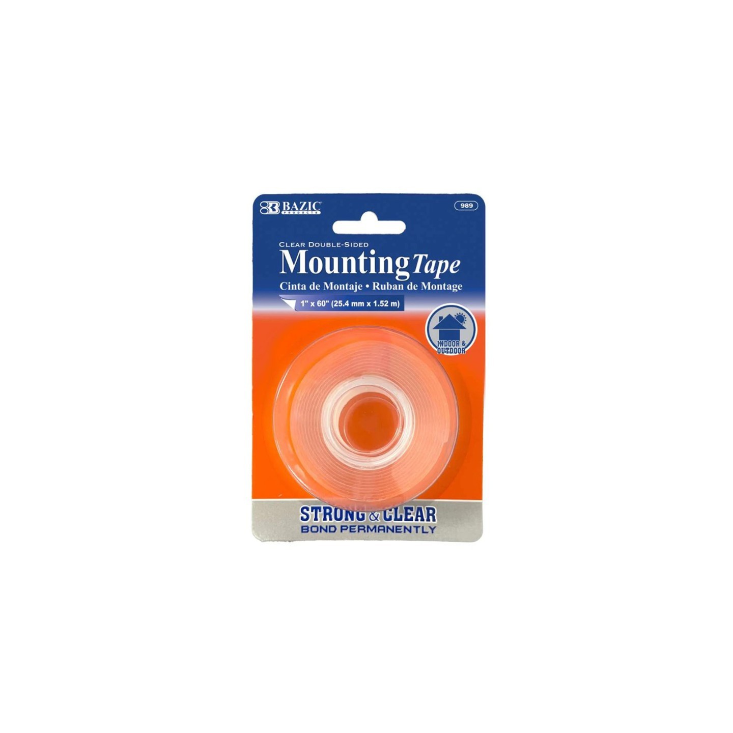 BAZIC Products® Double Sided Clear Mounting Tape, 1" x 60"