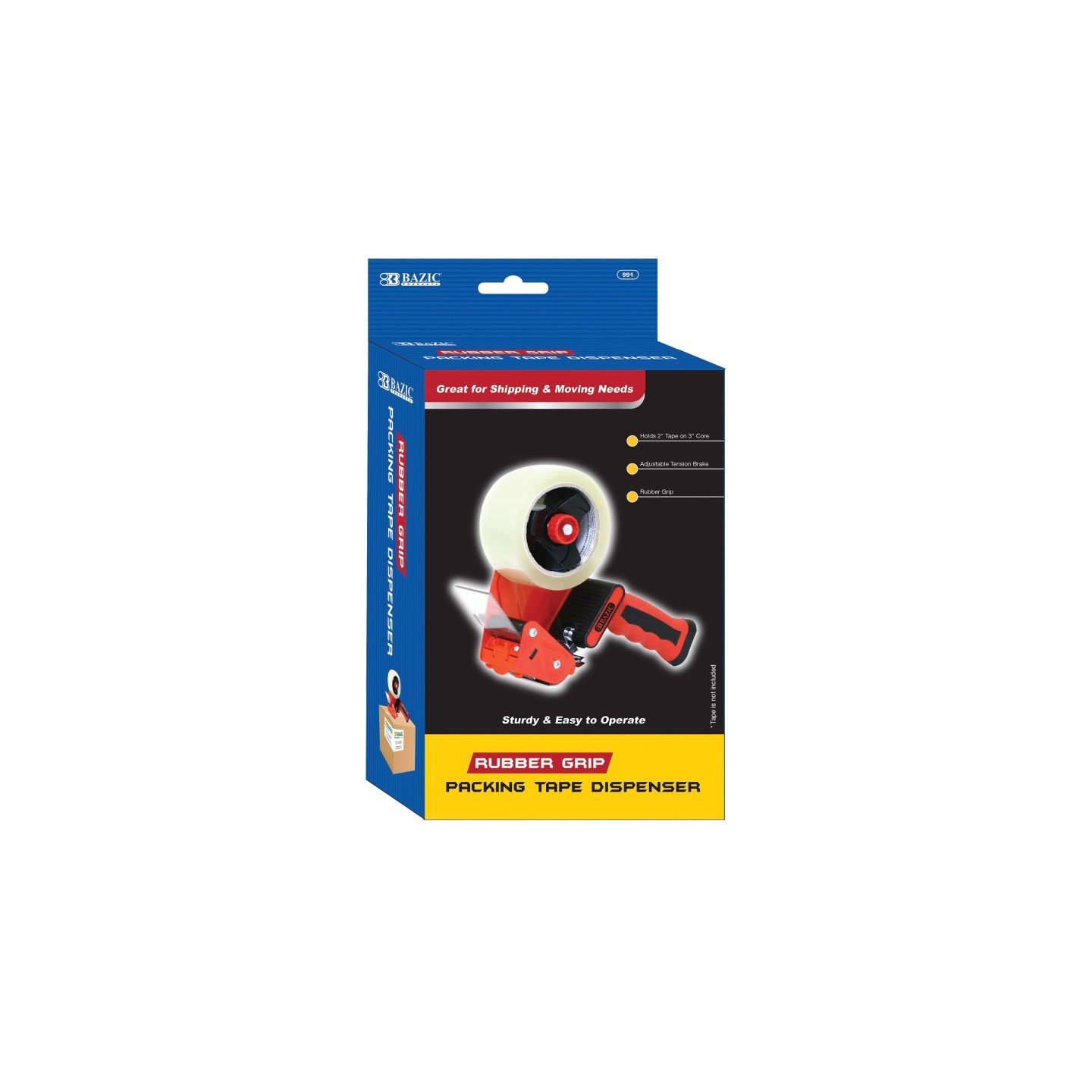 BAZIC Products® Rubber Grip Premium Comfort Packing Tape Dispenser