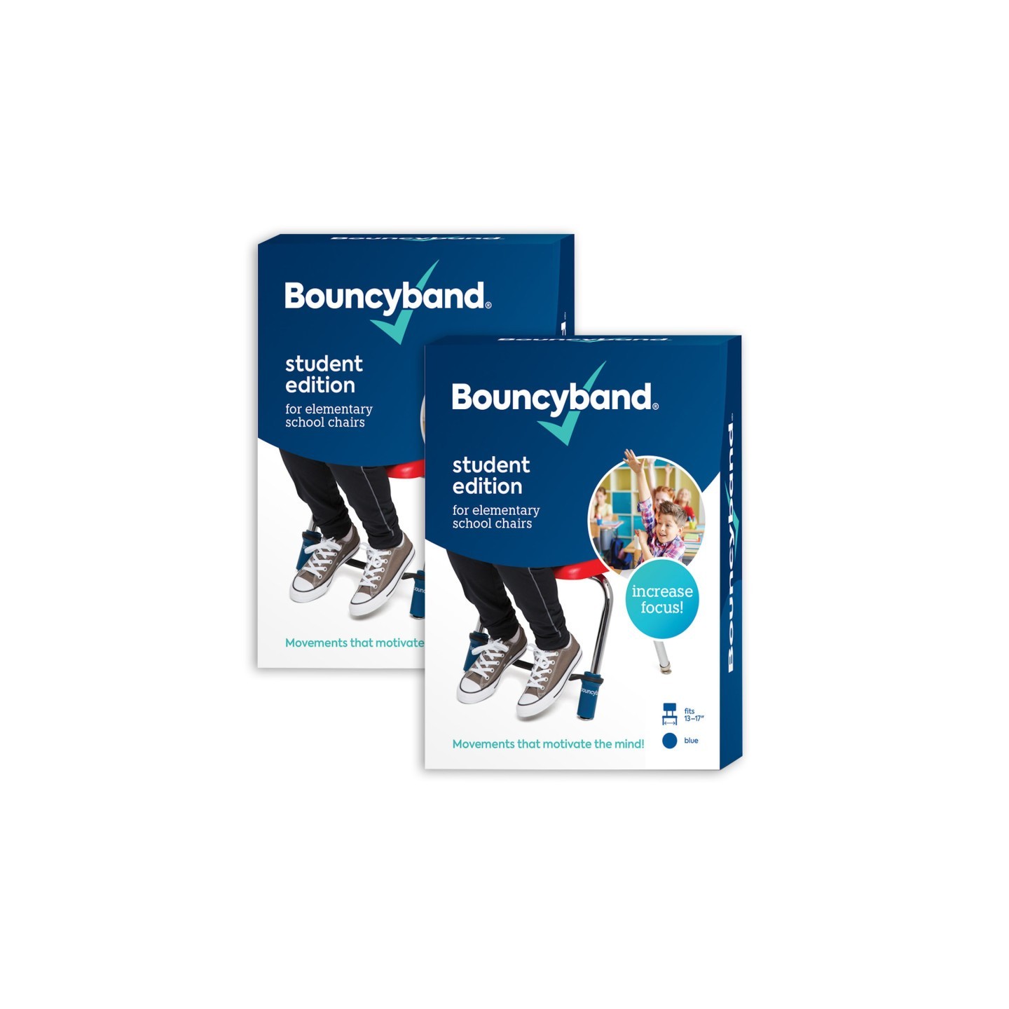 Bouncyband® Chair Band for Elementary School Chairs, Blue, 2 Sets