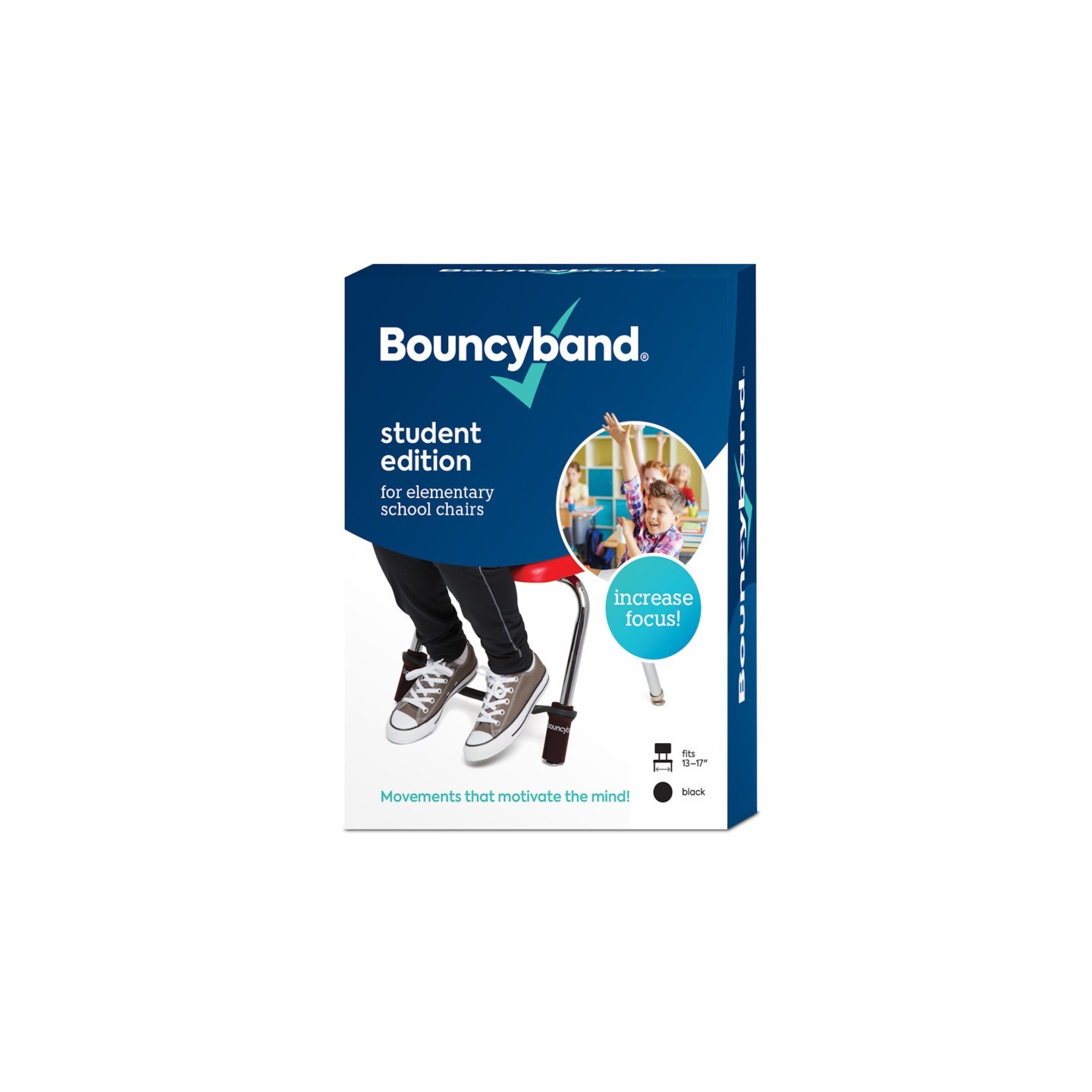 Bouncyband® Chair Band for Elementary School Chairs, Black