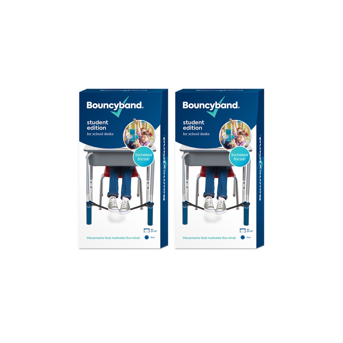 Bouncyband® Chair Band for School Desks, Blue, 2 Sets