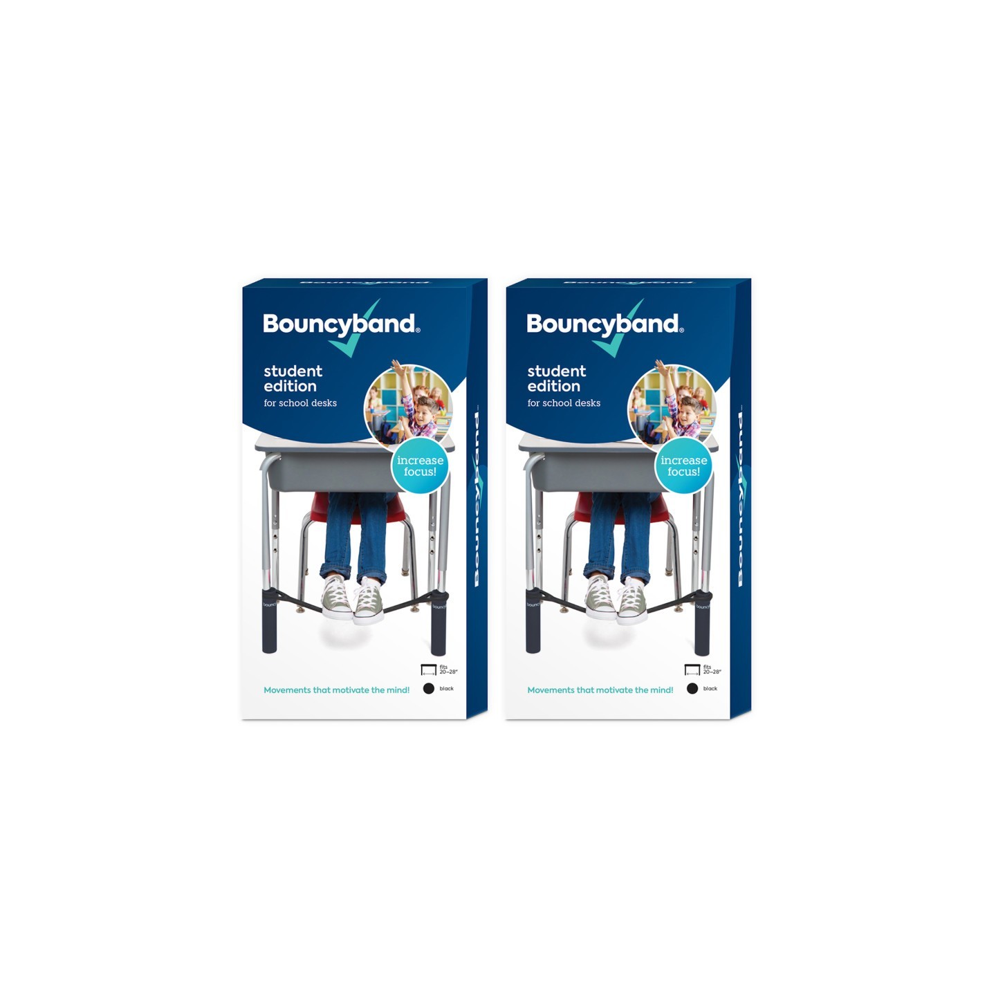 Bouncyband® Chair Band for School Desks, Black, 2 Sets