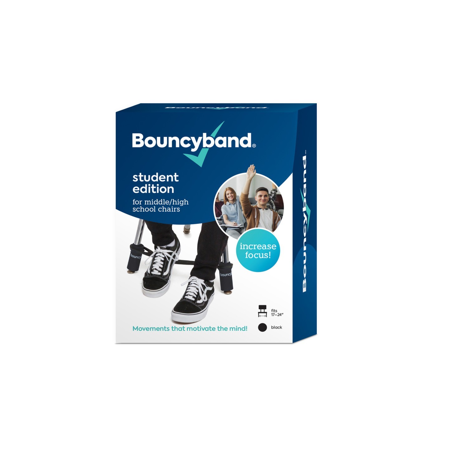 Bouncyband® Chair Band for Middle/High School Chairs, Black