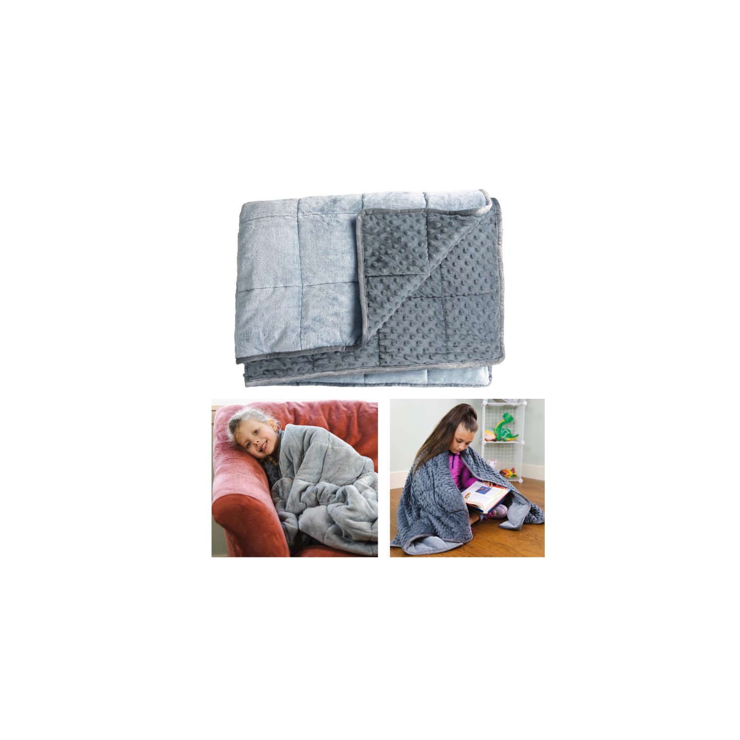 Bouncyband® Soft Fleece Weighted 10lb Medium Sensory Blanket for Kids, 65" x 45"