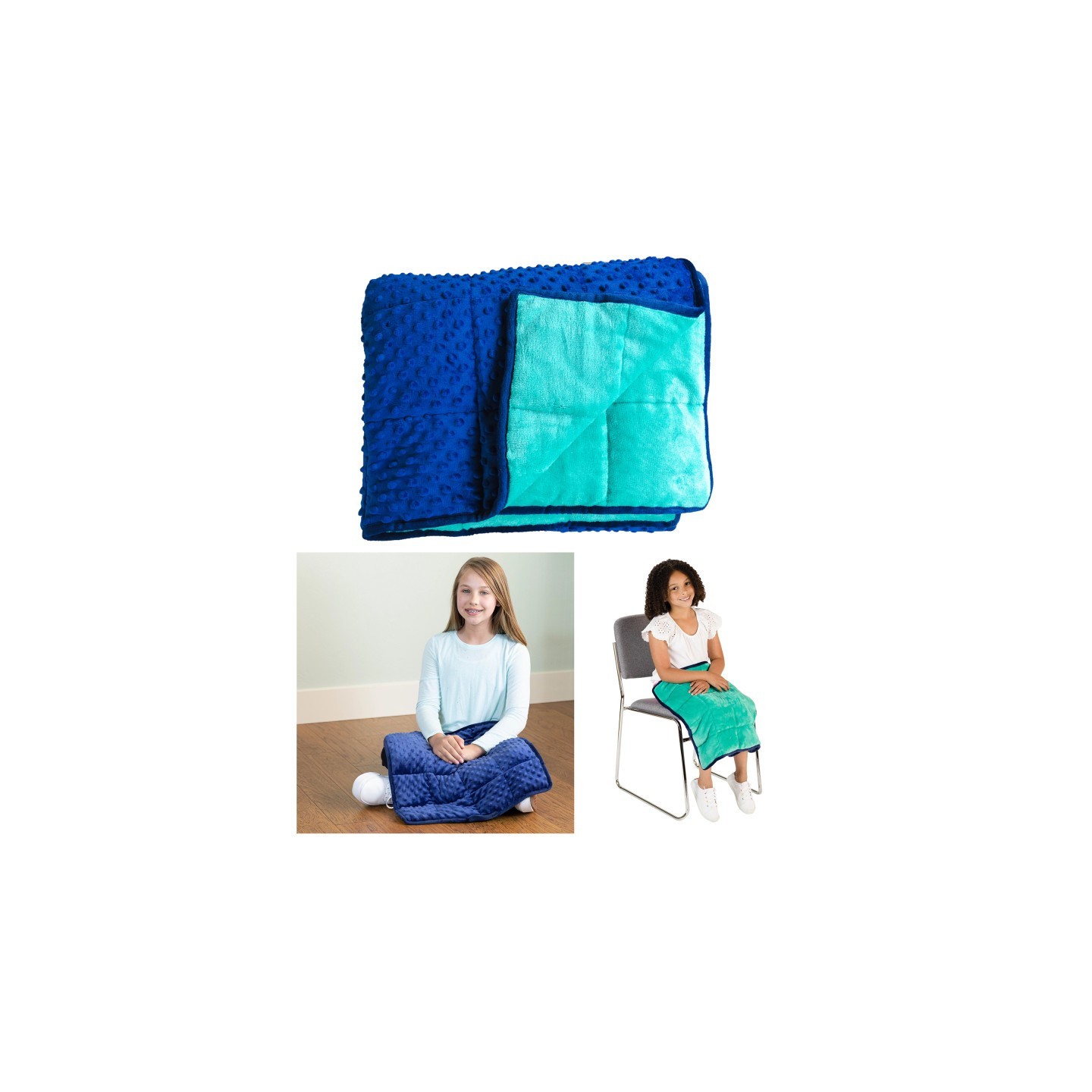 Bouncyband® Soft Fleece Weighted 7lb Small Sensory Blanket for Kids, 56" x 36"