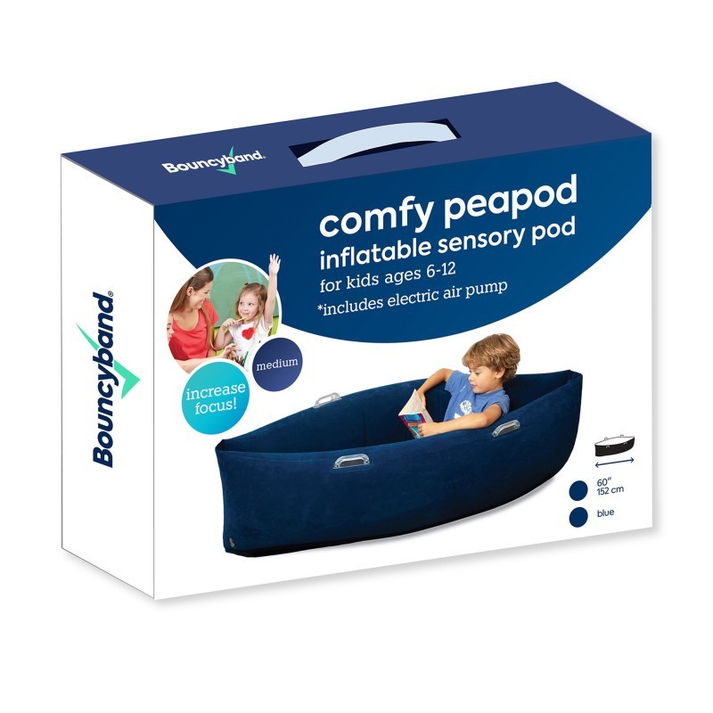Bouncyband® Comfy Hugging Peapod Sensory Pod, 60", Ages 6-12 Up to 3-5'1" Tall, Blue