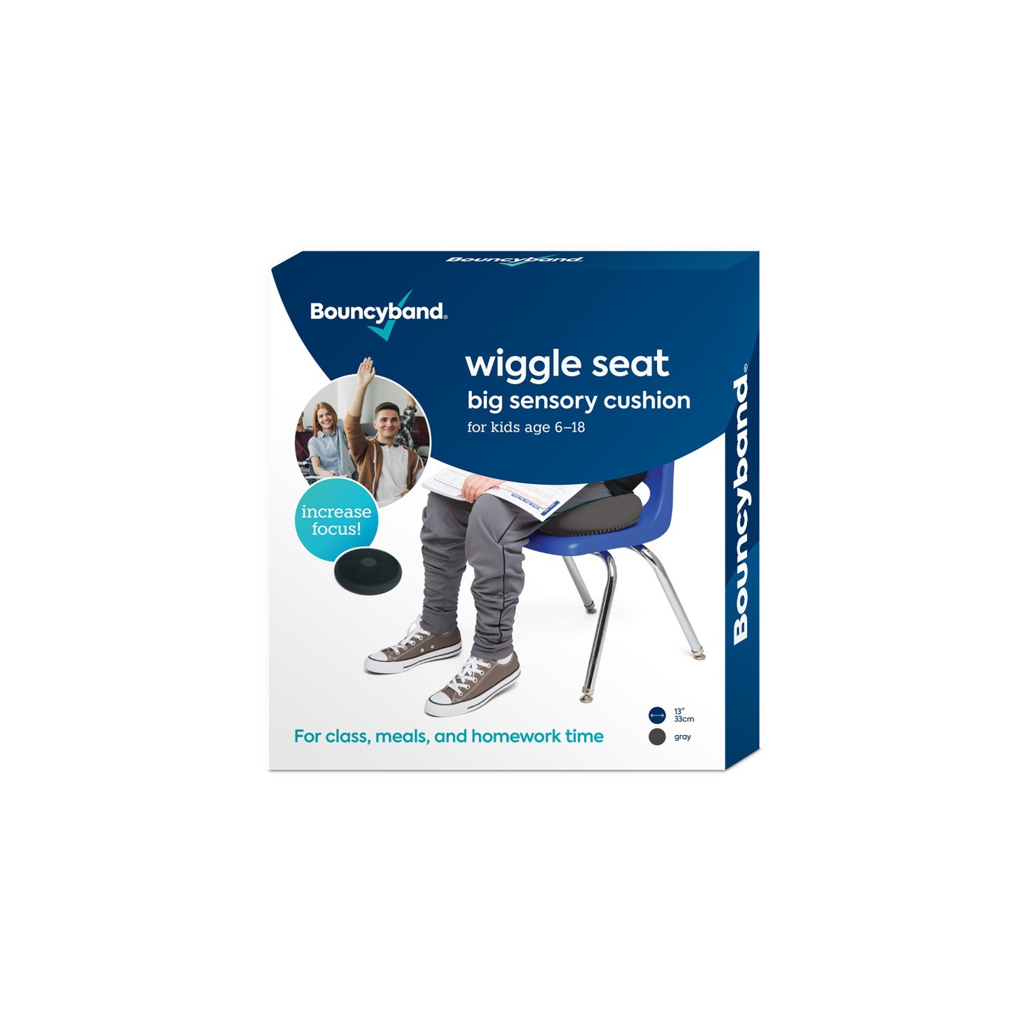 Bouncyband® Big Wiggle Seat Sensory Cushion, Dark Gray